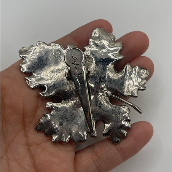 Sylvia Dahl Leaf Hair/ Scarf Clip Signed - Picture 4 of 6